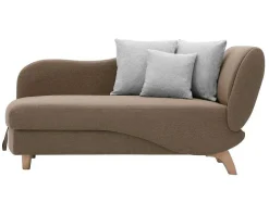 Chaise-Longue Esquerda Convertivel Em Tecido Castanho Com Espaco De Arrumação - Penelope