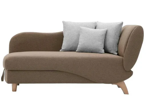 Chaise-Longue Esquerda Convertivel Em Tecido Castanho Com Espaco De Arrumação - Penelope