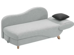 Chaise-Longue Esquerda Convertivel Em Tecido Cinza-Claro Com Espaco De Arrumação - Penelope