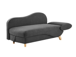 Chaise-Longue Esquerda Convertivel Em Tecido Antracite Com Espaco De Arrumação - Penelope