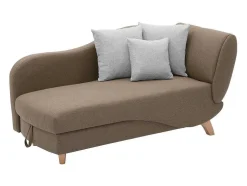 Chaise-Longue Esquerda Convertivel Em Tecido Castanho Com Espaco De Arrumação - Penelope