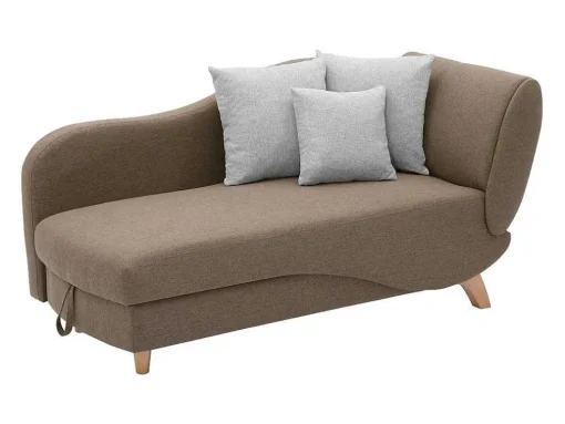 Chaise-Longue Esquerda Convertivel Em Tecido Castanho Com Espaco De Arrumação - Penelope