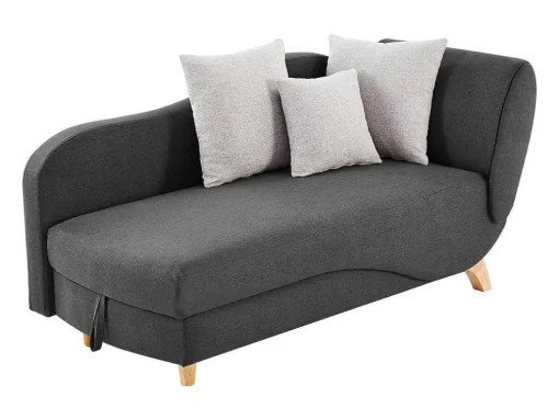 Chaise-Longue Esquerda Convertivel Em Tecido Antracite Com Espaco De Arrumação - Penelope