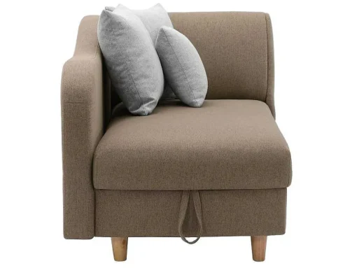 Chaise-Longue Esquerda Convertivel Em Tecido Castanho Com Espaco De Arrumação - Penelope