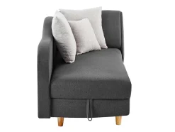 Chaise-Longue Esquerda Convertivel Em Tecido Antracite Com Espaco De Arrumação - Penelope