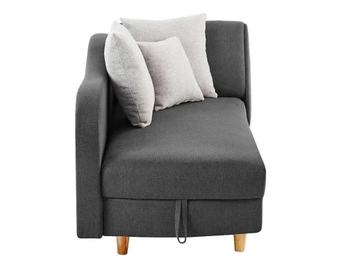 Chaise-Longue Esquerda Convertivel Em Tecido Antracite Com Espaco De Arrumação - Penelope