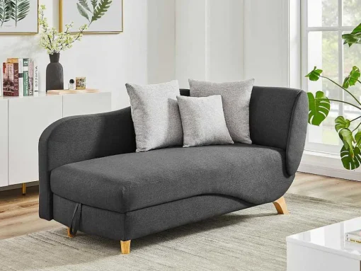Chaise-Longue Esquerda Convertivel Em Tecido Antracite Com Espaco De Arrumação - Penelope