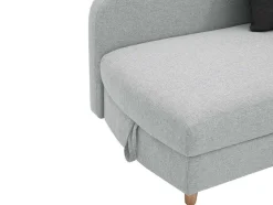 Chaise-Longue Esquerda Convertivel Em Tecido Cinza-Claro Com Espaco De Arrumação - Penelope