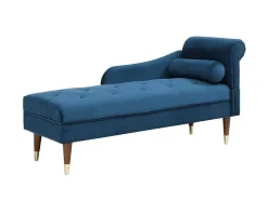Chaise-Longue Esquerda Em Veludo Azul-Esverdeado - Umari