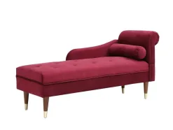 Chaise-Longue Esquerda Em Veludo Bordeaux - Umari