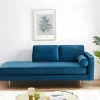 Chaise-Longue Esquerda Em Veludo Kahel - Azul-Escerdeado