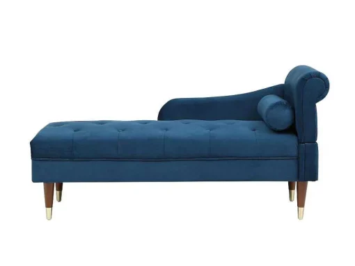 Chaise-Longue Esquerda Em Veludo Azul-Esverdeado - Umari