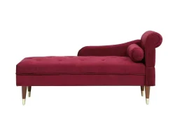 Chaise-Longue Esquerda Em Veludo Bordeaux - Umari
