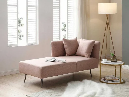 Chaise-Longue Esquerda Em Tecido Cor-De-Rosa - Napasa