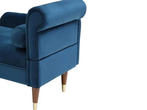 Chaise-Longue Esquerda Em Veludo Azul-Esverdeado - Umari