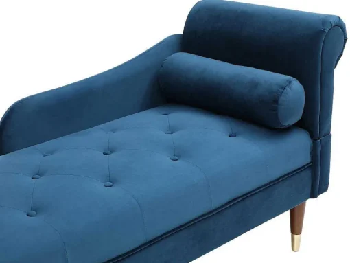 Chaise-Longue Esquerda Em Veludo Azul-Esverdeado - Umari