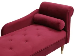 Chaise-Longue Esquerda Em Veludo Bordeaux - Umari