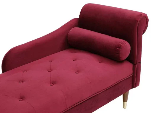 Chaise-Longue Esquerda Em Veludo Bordeaux - Umari