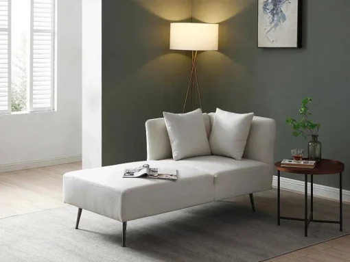 Chaise-Longue Esquerda Em Tecido Creme - Napasa