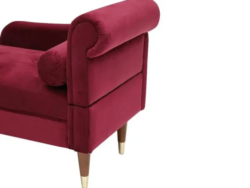 Chaise-Longue Esquerda Em Veludo Bordeaux - Umari