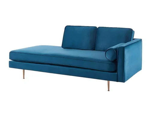 Chaise-Longue Esquerda Em Veludo Kahel - Azul-Escerdeado