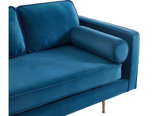 Chaise-Longue Esquerda Em Veludo Kahel - Azul-Escerdeado