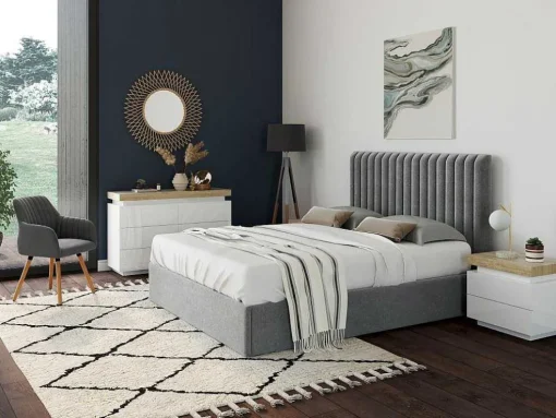 Cómoda 6 Gavetas - Mdf Lacado - Com Leds - Cor: Branco E Carvalho - Halo Ii -