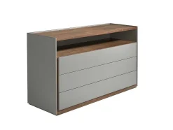 Cómoda De Madeira Cinzenta E Nogueira 7128