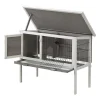 Coelheira De Madeira Para Coelhos E Roedores C91 X L45 X A70 Cm Branco E Cinza - Lapius