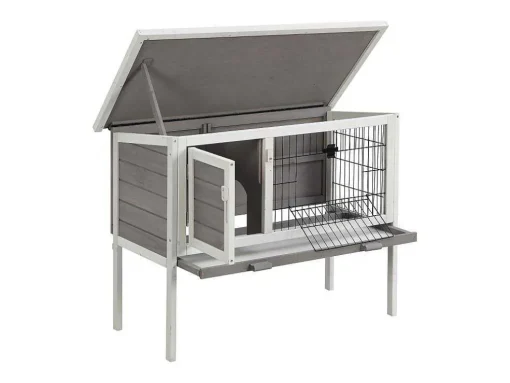 Coelheira De Madeira Para Coelhos E Roedores C91 X L45 X A70 Cm Branco E Cinza - Lapius