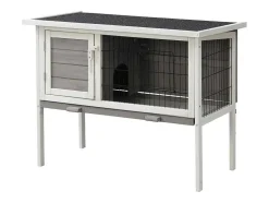 Coelheira De Madeira Para Coelhos E Roedores C91 X L45 X A70 Cm Branco E Cinza - Lapius