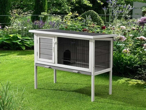 Coelheira De Madeira Para Coelhos E Roedores C91 X L45 X A70 Cm Branco E Cinza - Lapius