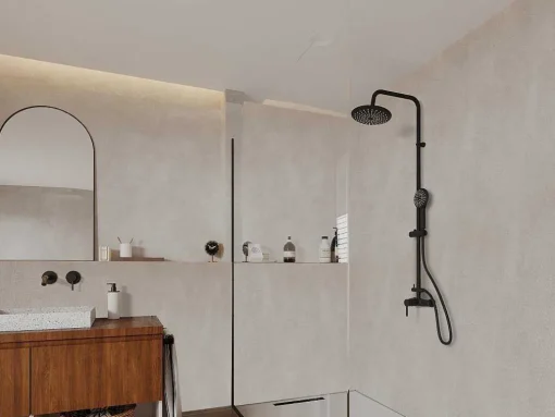 Coluna De Duche Aita Em Aco Inoxidavel Preto Mate - 127 Cm