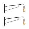 Conjunto De 2 Apliques De Parede Moveis Metal, C65 X L10 X A25 Cm, Preto E Acobreado - Colwood