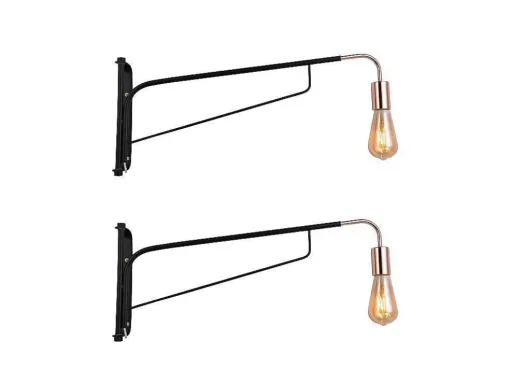Conjunto De 2 Apliques De Parede Moveis Metal, C65 X L10 X A25 Cm, Preto E Acobreado - Colwood