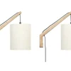 Conjunto De 2 Apliques De Parede Estilo Escandinavo D. 35 X A. 48 Cm Madeira E Tecido Natural E Bege - Paliana