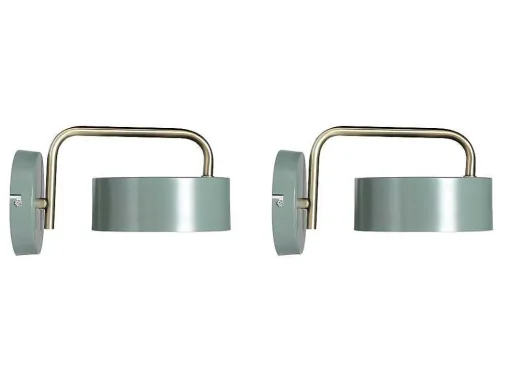 Conjunto De 2 Apliques De Parede Estilo Vintage Em Metal Cor Verde Oliva E Dourado - Otilie