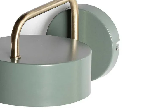 Conjunto De 2 Apliques De Parede Estilo Vintage Em Metal Cor Verde Oliva E Dourado - Otilie