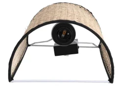 Conjunto De 2 Apliques De Parede Empalhados Estilo Etnico Ferro E Rotim A. 30 Cm, Preto E Natural - Neirobi
