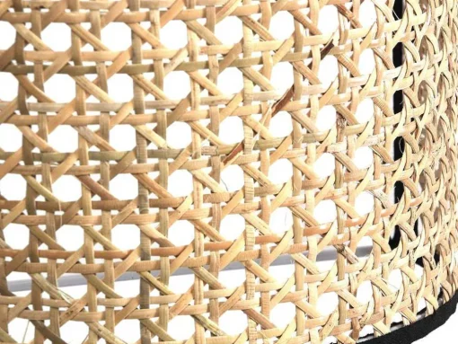 Conjunto De 2 Apliques De Parede Empalhados Estilo Etnico Ferro E Rotim A. 30 Cm, Preto E Natural - Neirobi