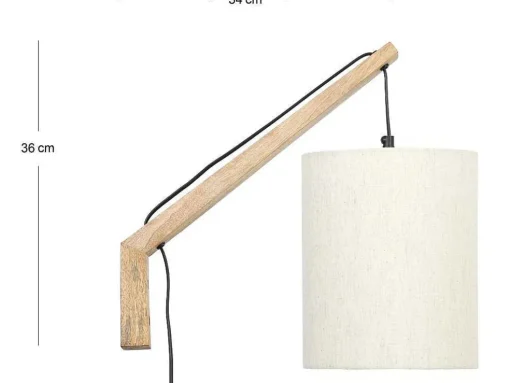 Conjunto De 2 Apliques De Parede Estilo Escandinavo D. 35 X A. 48 Cm Madeira E Tecido Natural E Bege - Paliana