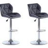 Conjunto De 2 Bancos Altos Calvin - Pele Sintética - Altura Ajustavel - Preto