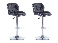 Conjunto De 2 Bancos Altos Calvin - Pele Sintética - Altura Ajustavel - Preto
