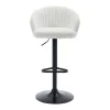 Conjunto De 2 Bancos Altos Em Tecido Boucle E Metal Branco - Doraliz