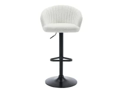 Conjunto De 2 Bancos Altos Em Tecido Boucle E Metal Branco - Doraliz