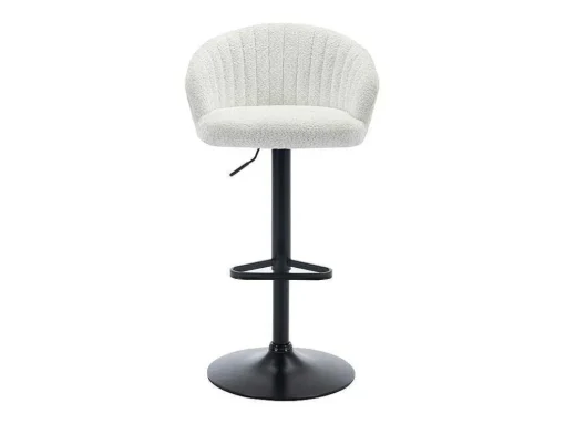 Conjunto De 2 Bancos Altos Em Tecido Boucle E Metal Branco - Doraliz