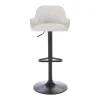 Conjunto De 2 Bancos Altos Tecido E Metal Preto, Altura Ajustavel, Cor Creme - Eleana