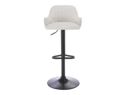 Conjunto De 2 Bancos Altos Tecido E Metal Preto, Altura Ajustavel, Cor Creme - Eleana