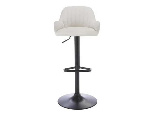 Conjunto De 2 Bancos Altos Tecido E Metal Preto, Altura Ajustavel, Cor Creme - Eleana