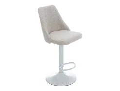 Conjunto De 2 Bancos Altos Tecido E Metal Branco, Cor Bege - Kiyola